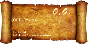 Off Ormos névjegykártya